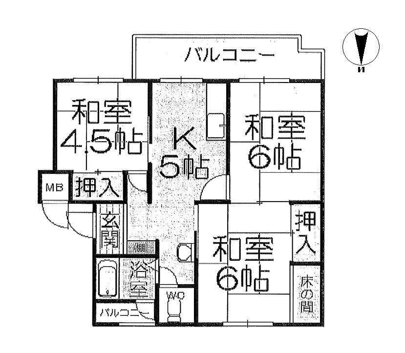Floor plan. 3K, Price 6.8 million yen, Occupied area 51.56 sq m , Balcony area 6 sq m