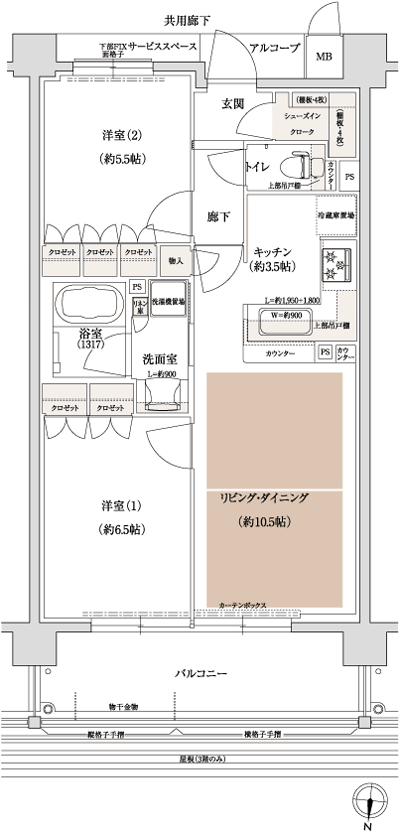 Floor: 2LDK, occupied area: 58.11 sq m, Price: 27.9 million yen