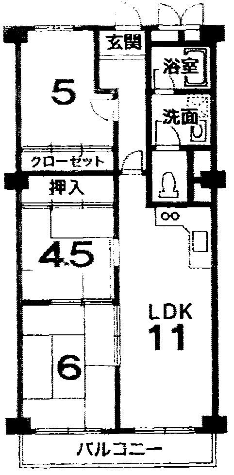 Floor plan. 3LDK, Price 10.8 million yen, Occupied area 57.22 sq m , Balcony area 6.6 sq m south-facing balcony is attractive.