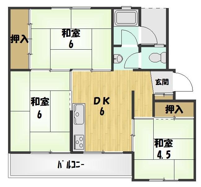 Floor plan. 3DK, Price 4.9 million yen, Occupied area 57.97 sq m , Balcony area 4.71 sq m