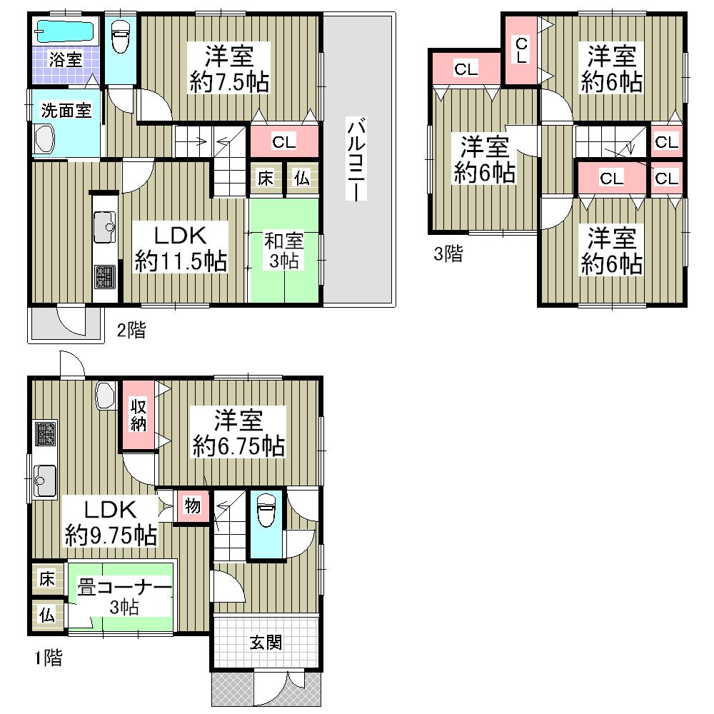Floor plan. 51,800,000 yen, 6LLDDKK, Land area 133.23 sq m , Building area 141.58 sq m