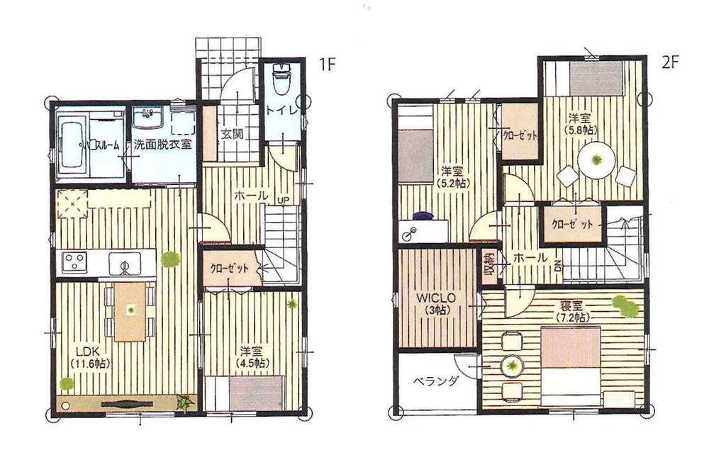 Building plan example (Perth ・ Introspection). Building plan example (No. 5 locations) Building area 90.50 sq m 1 floor 46.00 sq m  Second floor 44.50 sq m