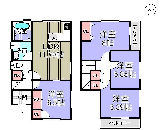 Floor plan. 26,800,000 yen, 4LDK, Land area 115.56 sq m , Building area 88.34 sq m