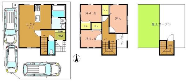 Floor plan. 21.5 million yen, 3LDK, Land area 102.5 sq m , Building area 77.5 sq m 3LDK. Is a good floor plan easy to use. Rooftop terrace also please confirm by all means.
