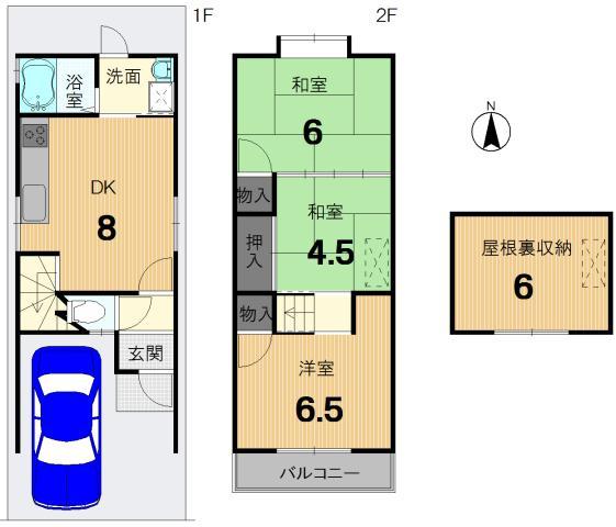 Floor plan. 13.3 million yen, 3DK, Land area 43.81 sq m , Building area 64.8 sq m