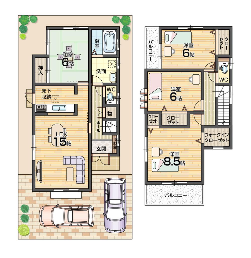 Floor plan. 28.8 million yen, 4LDK, Land area 112.72 sq m , Building area 99.36 sq m 4LDK Facing south Parking two Allowed