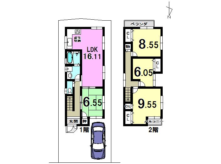 Floor plan. 23,300,000 yen, 4LDK, Land area 100.03 sq m , Building area 105.84 sq m