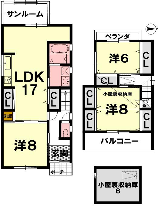 Floor plan. 31,800,000 yen, 3LDK, Land area 103.92 sq m , Building area 95.58 sq m