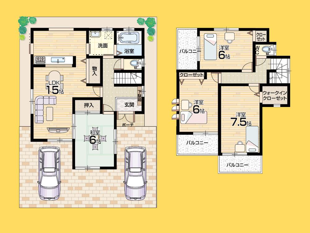 Floor plan. 28.8 million yen, 4LDK, Land area 110.24 sq m , Building area 98.95 sq m 4LDK3 side balcony