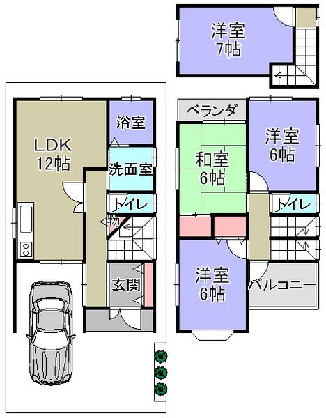 Floor plan. 21,800,000 yen, 4LDK, Land area 68.25 sq m , Building area 77.76 sq m