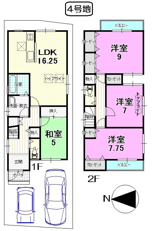 Floor plan. 22.6 million yen, 4LDK, Land area 104.77 sq m , Building area 108.54 sq m