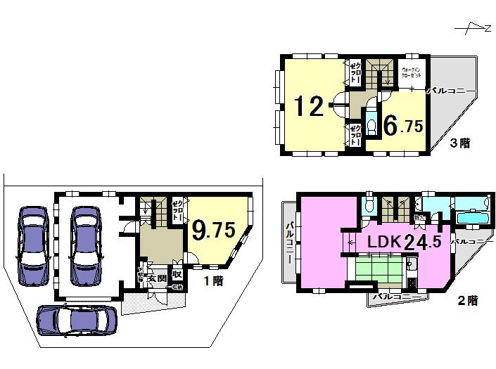 Floor plan. 25,500,000 yen, 3LDK, Land area 111.8 sq m , Building area 164.35 sq m