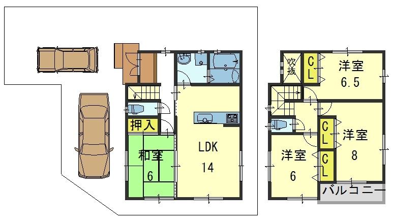 Floor plan. 33,800,000 yen, 4LDK, Land area 134.42 sq m , Building area 94.36 sq m