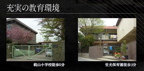 Other.  [Surrounding environment]  Educational environment of enhancement.  Momoyama Elementary School walk 6 minutes.  World light nursery 3-minute walk.