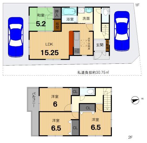 Floor plan. 30,800,000 yen, 4LDK, Land area 107.34 sq m , Building area 93.55 sq m