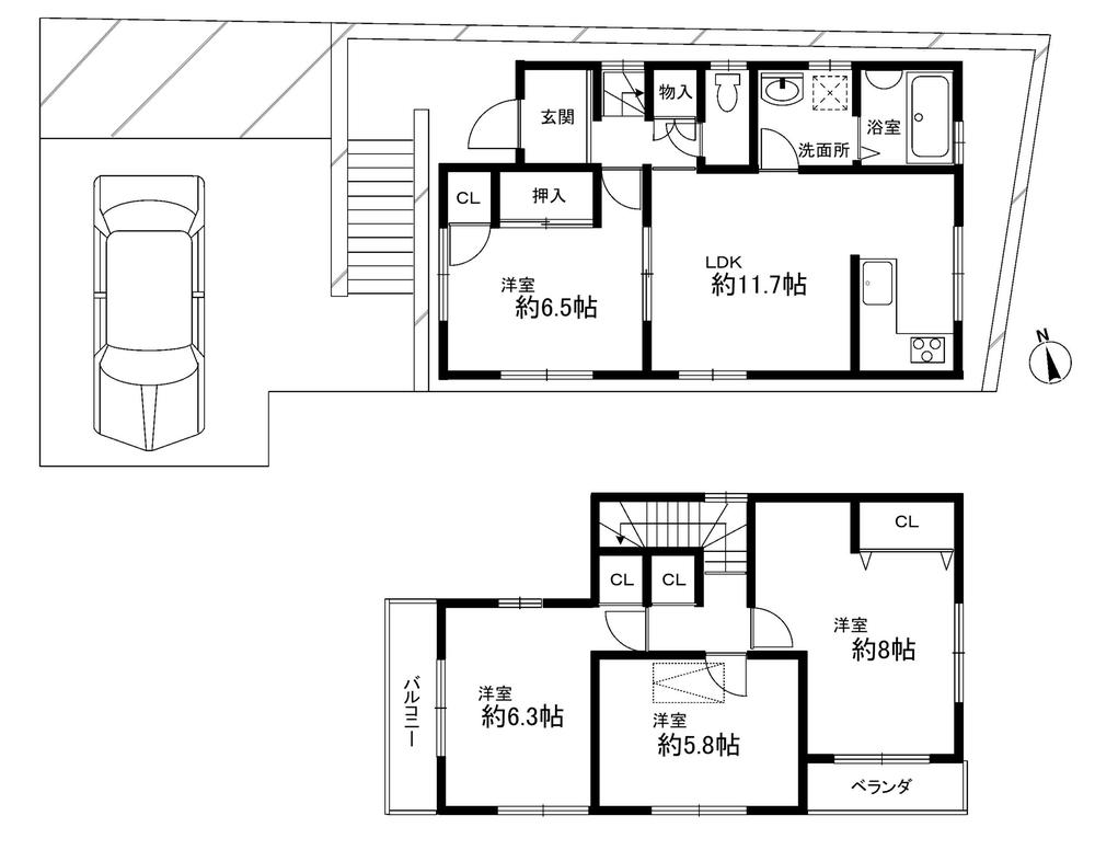 Floor plan. 26,800,000 yen, 4LDK, Land area 155.56 sq m , Building area 88.34 sq m