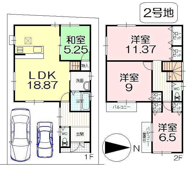 Floor plan. (No. 2 locations), Price 22.6 million yen, 4LDK, Land area 103.37 sq m , Building area 115.42 sq m