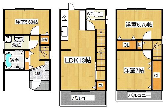 Floor plan. 27,800,000 yen, 3LDK, Land area 54.4 sq m , Building area 84.65 sq m