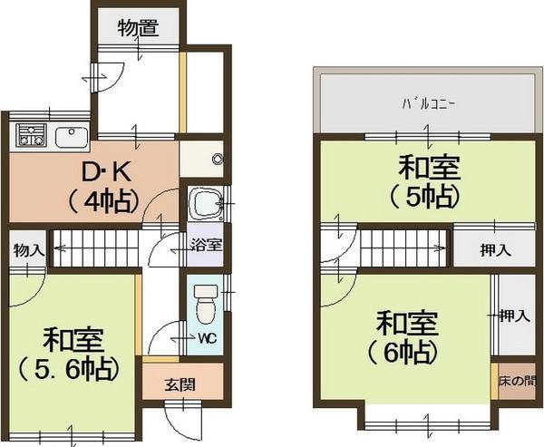 Floor plan. 3.7 million yen, 3DK, Land area 60.38 sq m , Building area 56.2 sq m