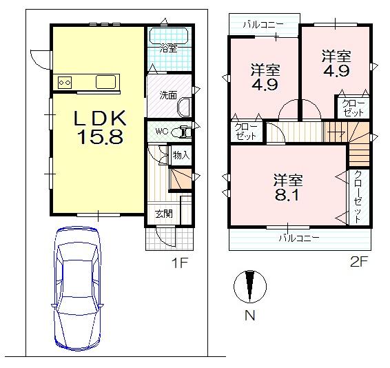 Floor plan. 26,800,000 yen, 3LDK, Land area 89.2 sq m , Building area 82.12 sq m
