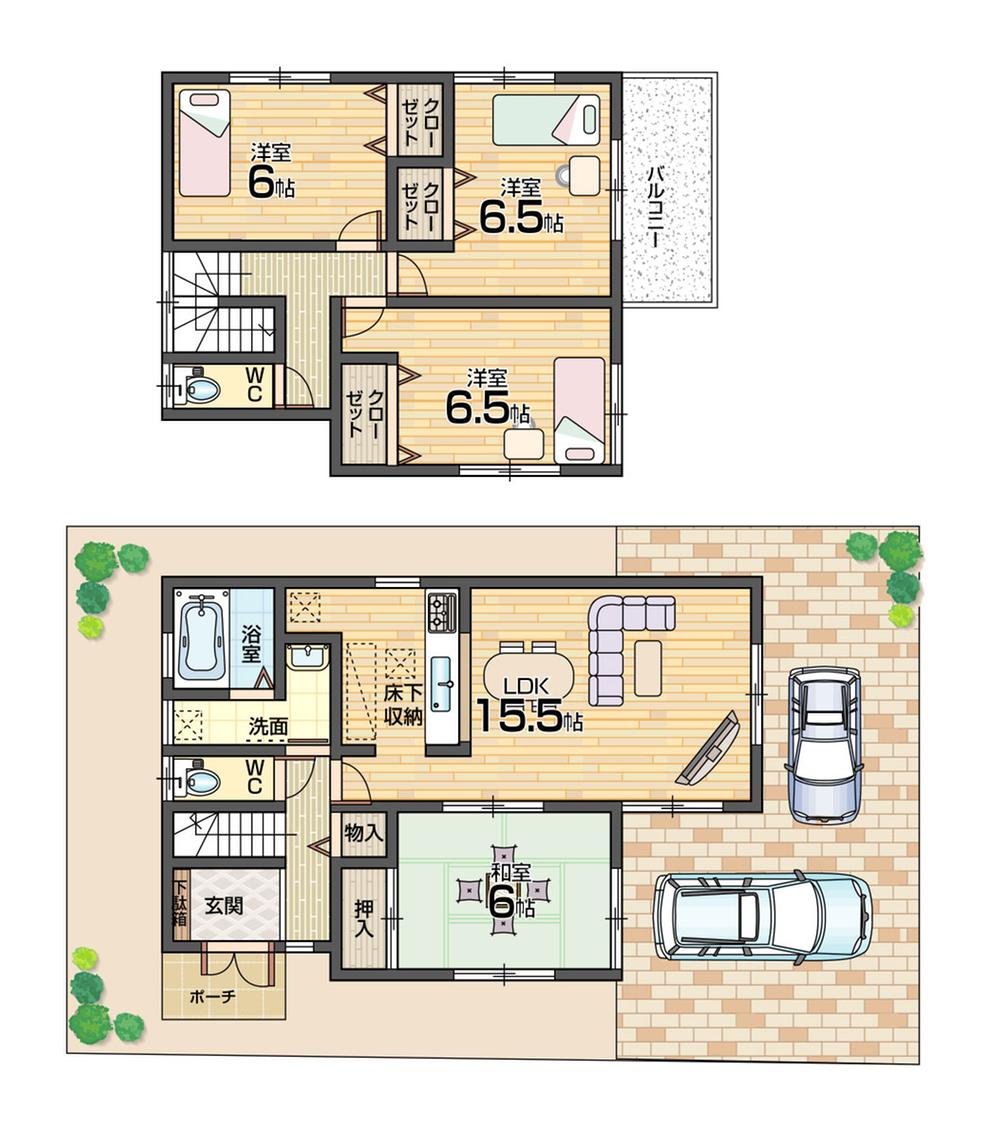 Floor plan. 27,800,000 yen, 4LDK, Land area 111.95 sq m , To ensure the lighting from the building area 95.17 sq m south All rooms are bright floor plan. 