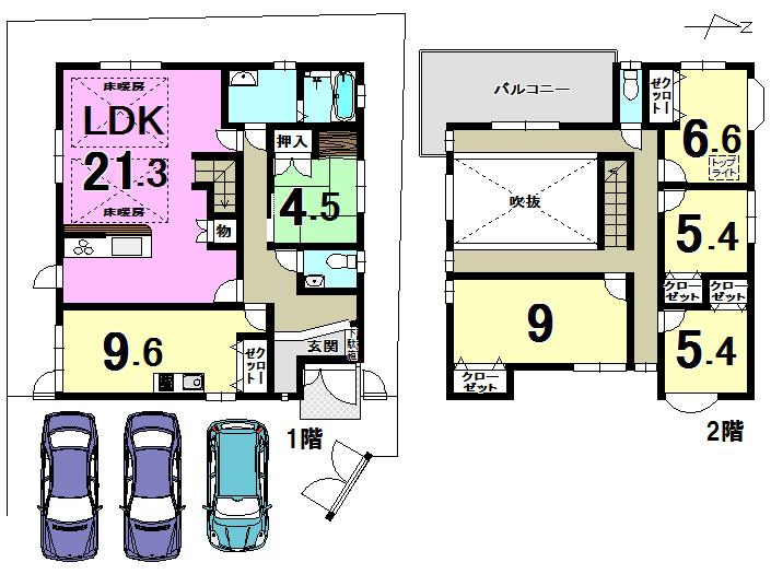Floor plan. 62,500,000 yen, 6LDK, Land area 221.1 sq m , Building area 169 sq m
