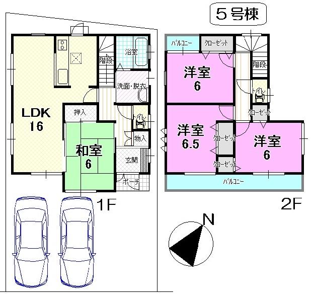 Floor plan. (5 Building), Price 28.8 million yen, 4LDK, Land area 112.51 sq m , Building area 98.54 sq m