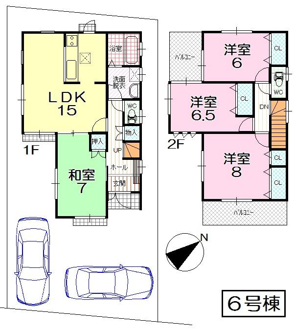 Floor plan. (6 Building), Price 28.8 million yen, 4LDK, Land area 108.86 sq m , Building area 99.36 sq m