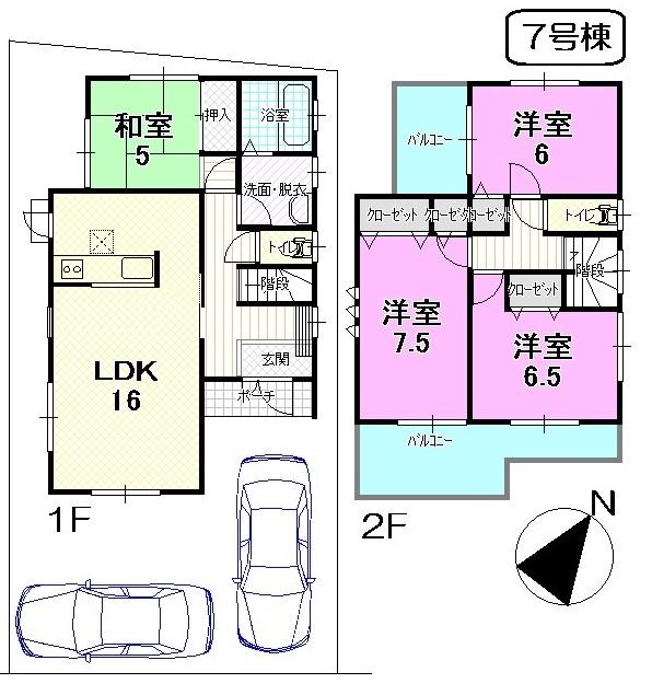 Floor plan. (7 Building), Price 28.8 million yen, 4LDK, Land area 113.31 sq m , Building area 98.53 sq m