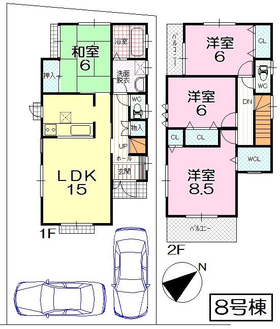 Floor plan. (8 Building), Price 28.8 million yen, 4LDK, Land area 112.97 sq m , Building area 99.36 sq m