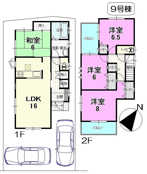 Floor plan. (9 Building), Price 28.8 million yen, 4LDK, Land area 108.84 sq m , Building area 99.36 sq m