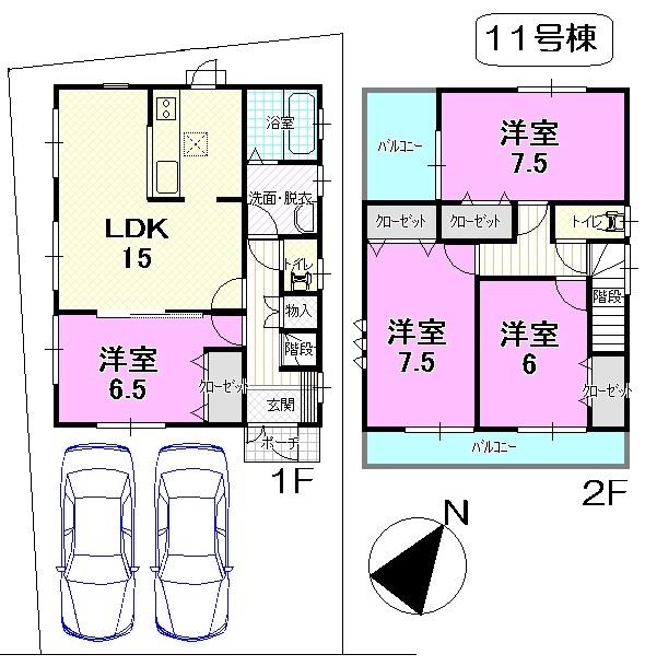 Floor plan. (11 Building), Price 28.8 million yen, 4LDK, Land area 113.38 sq m , Building area 99.37 sq m