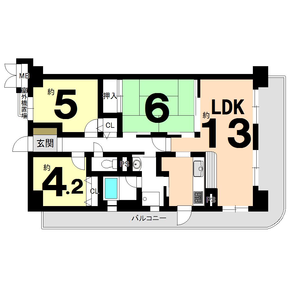 Floor plan. 3LDK, Price 11 million yen, Occupied area 60.54 sq m , Balcony area 20.18 sq m