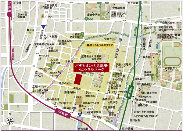 Surrounding environment. Strain one's heart to transitory of the four seasons, Beautiful cityscape. Park and kindergartens, small ・ Located in within walking distance of junior high school, Also blessed with child-rearing environment (local guide map)