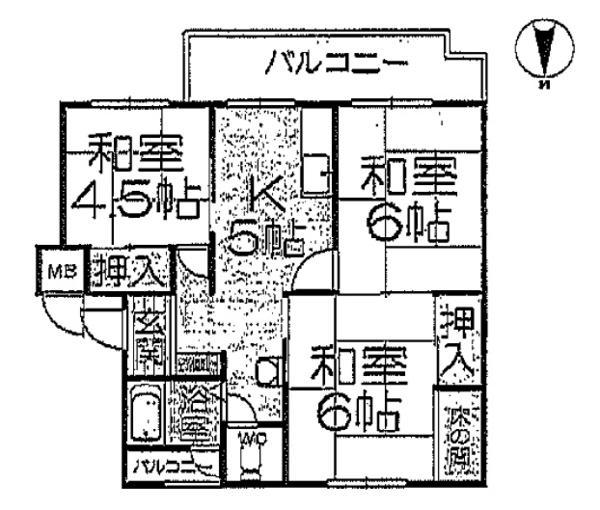 Floor plan. 3K, Price 6.8 million yen, Occupied area 51.56 sq m , Balcony area 6 sq m