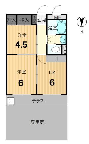 Floor plan. 2DK, Price 6 million yen, Occupied area 41.05 sq m