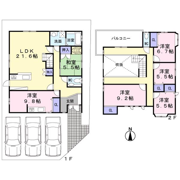 Floor plan. 62,500,000 yen, 6LDK, Land area 221.1 sq m , Building area 169 sq m