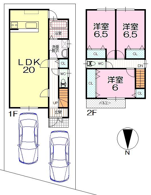 Floor plan. 20.8 million yen, 3LDK, Land area 100.68 sq m , Building area 92.34 sq m