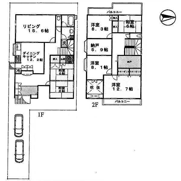 Floor plan. 71,800,000 yen, 6LDK+S, Land area 221 sq m , Building area 190.65 sq m