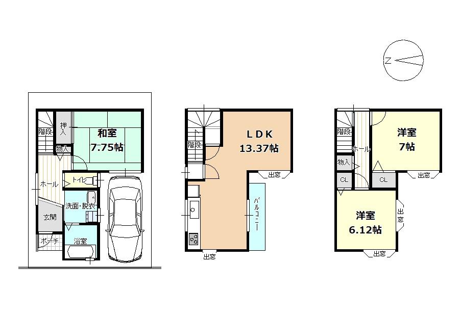 Floor plan. 14.8 million yen, 3LDK, Land area 51.86 sq m , Building area 88.7 sq m floor plan