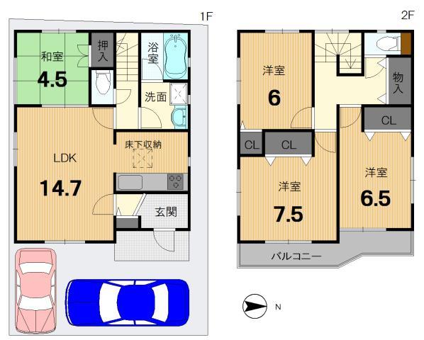 Floor plan. 22,900,000 yen, 4LDK, Land area 102.65 sq m , Building area 93.15 sq m