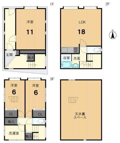 Floor plan. 19,980,000 yen, 3LDK, Land area 49.05 sq m , Building area 122.97 sq m