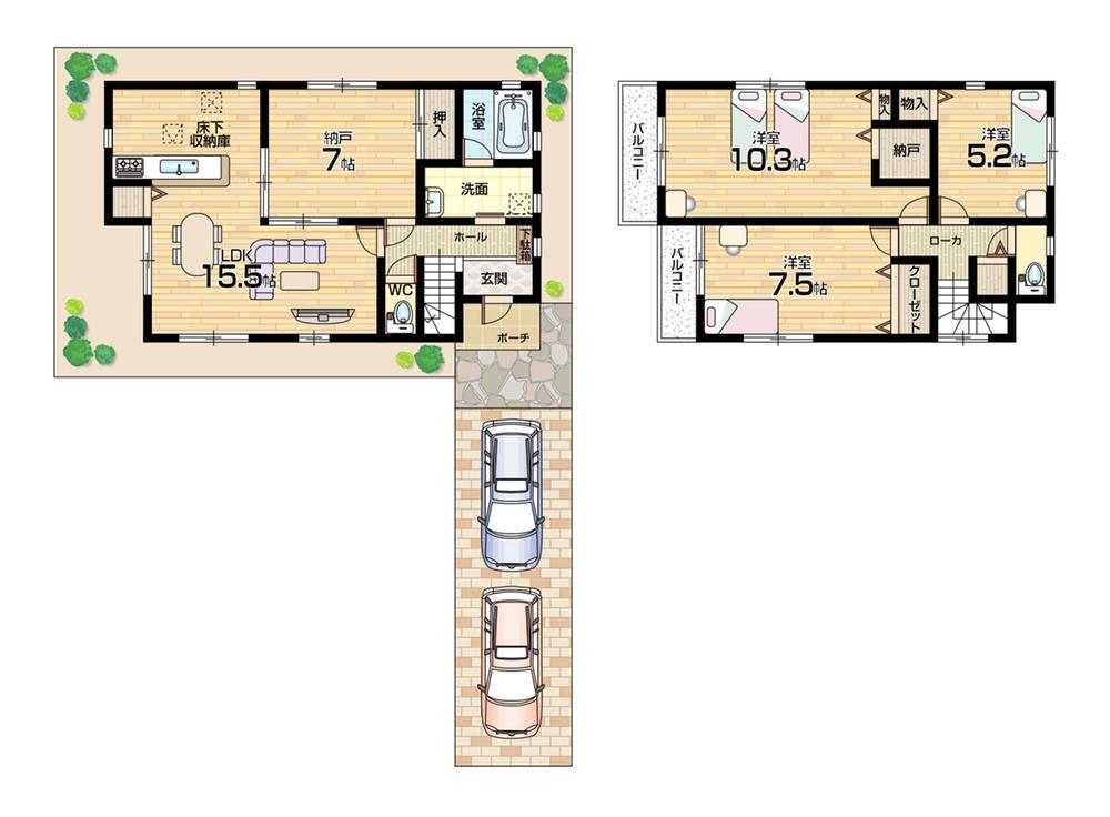 Floor plan. 23,900,000 yen, 4LDK + S (storeroom), Land area 116.44 sq m , Building area 103.27 sq m