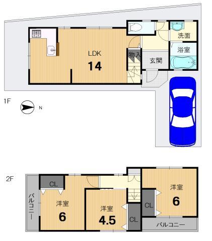 Floor plan. 17,900,000 yen, 3LDK, Land area 69.48 sq m , Building area 72.1 sq m