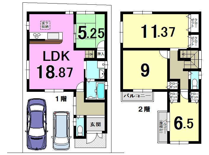 Floor plan. 22.6 million yen, 4LDK, Land area 103.37 sq m , Building area 115.42 sq m