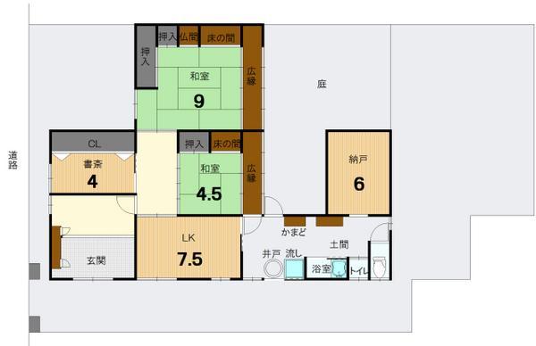 Floor plan. 45 million yen, 3LK, Land area 428.23 sq m , Building area 83.23 sq m