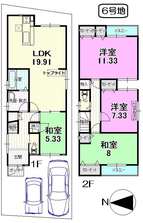 Floor plan. 23.6 million yen, 4LDK, Land area 104.76 sq m , Building area 116.64 sq m
