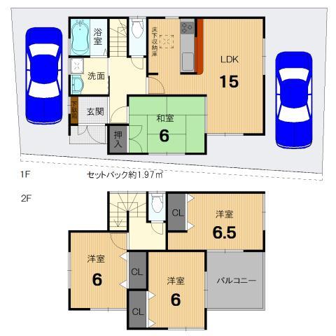 Floor plan. 29,800,000 yen, 4LDK, Land area 107.54 sq m , Building area 93.15 sq m