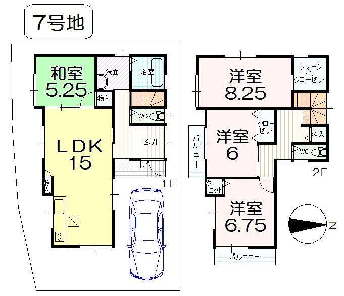 Floor plan. (No. 7 locations), Price 23.4 million yen, 4LDK, Land area 100.04 sq m , Building area 100.44 sq m