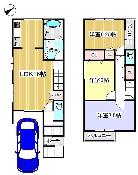 Floor plan. 26,800,000 yen, 3LDK, Land area 77.48 sq m , Building area 84.73 sq m